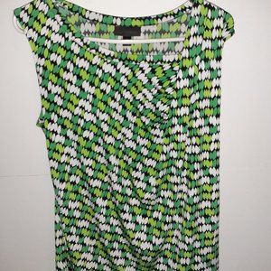 Worthington - Medium - Wide Tank Sleeves-Ruffle on Left Side Green, Black, White